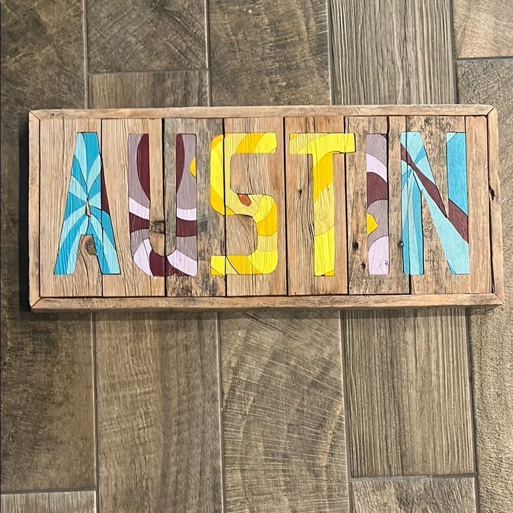 Colorful Wood Austin Sign